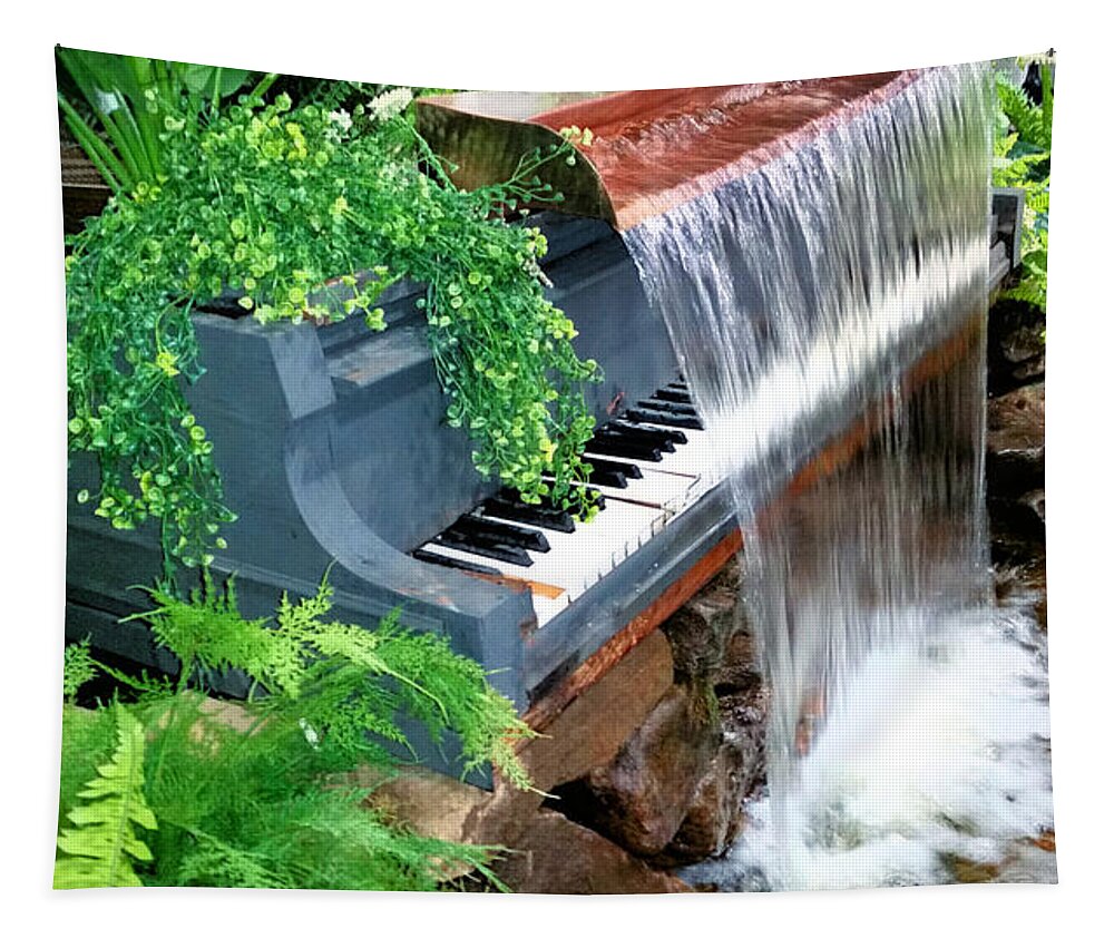 Piano Tapestry featuring the photograph Piano Fountain by Ally White