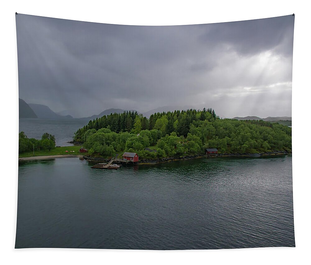 Norway Tapestry featuring the photograph Picturesque Island in a Norwegian Fjord by Matthew DeGrushe