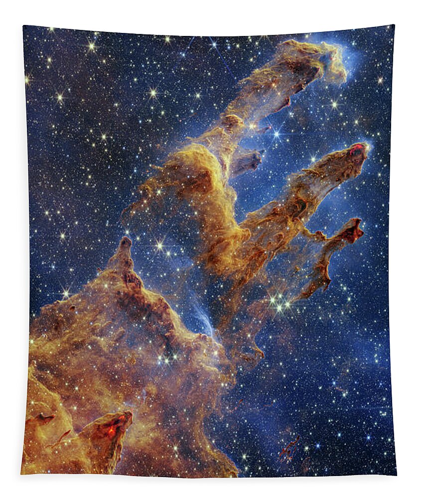 M16 Tapestry featuring the photograph Pillars of Creation, JWST image by Science Photo Library