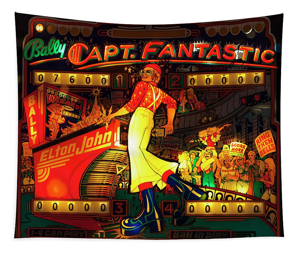 Terry D Photography Tapestry featuring the photograph Pinball Machine Capt Fantastic by Terry DeLuco