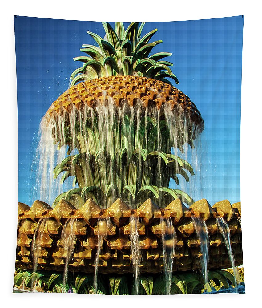 Charleston Tapestry featuring the photograph Pineapple Fountain Charleston by Louis Dallara