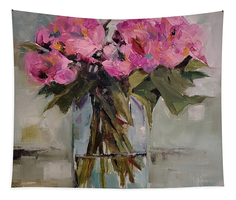 Flowers Tapestry featuring the painting Pink Azaleas by Sheila Romard