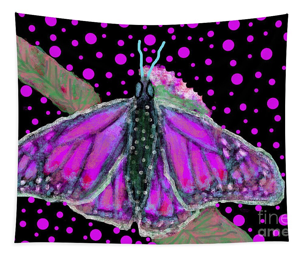 Pink Butterfly Butterflies Pattern Abstract Nature Insect Bug Animal Lobby Pillow Mask Office Decor Tapestry featuring the painting Pink Butterfly by Bradley Boug