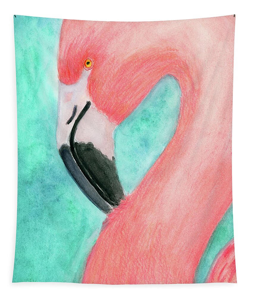 Dorothy Lee Art Tapestry featuring the painting Pink Flamingo by Dorothy Lee
