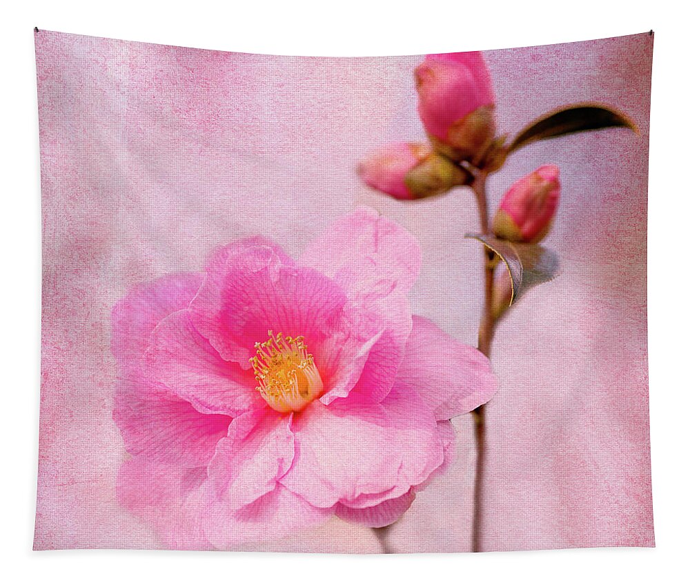 Pink Tapestry featuring the photograph Pink Flower and Buds by Rebecca Cozart