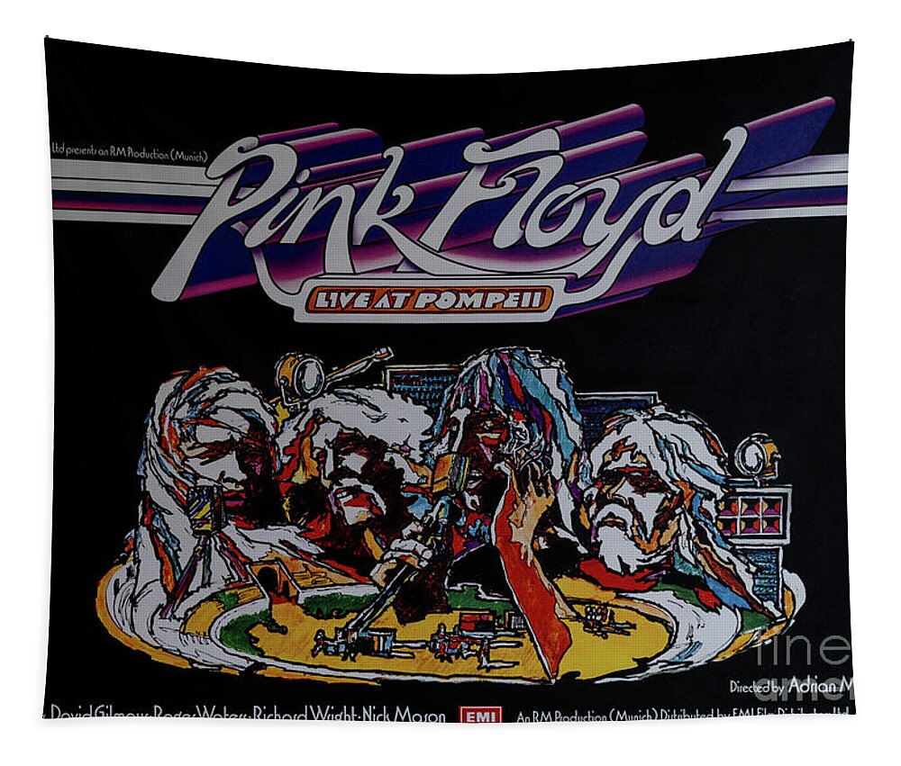 Pompei Tapestry featuring the mixed media Pink Floyd Live at Pompeii by Nando Lardi