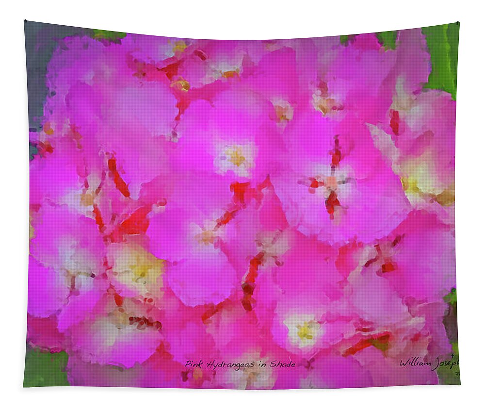 Pink Tapestry featuring the painting Pink Hydrangeas in Shade by Bill McEntee