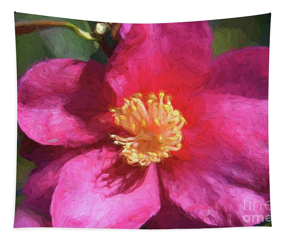 Floral Art Tapestry featuring the photograph Pink Icicle Camelia by Diana Mary Sharpton