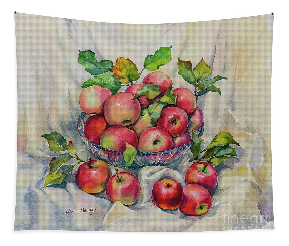 Pink Ladies Apples Tapestry featuring the digital art Pink Ladies Still Life by Maria Rabinky