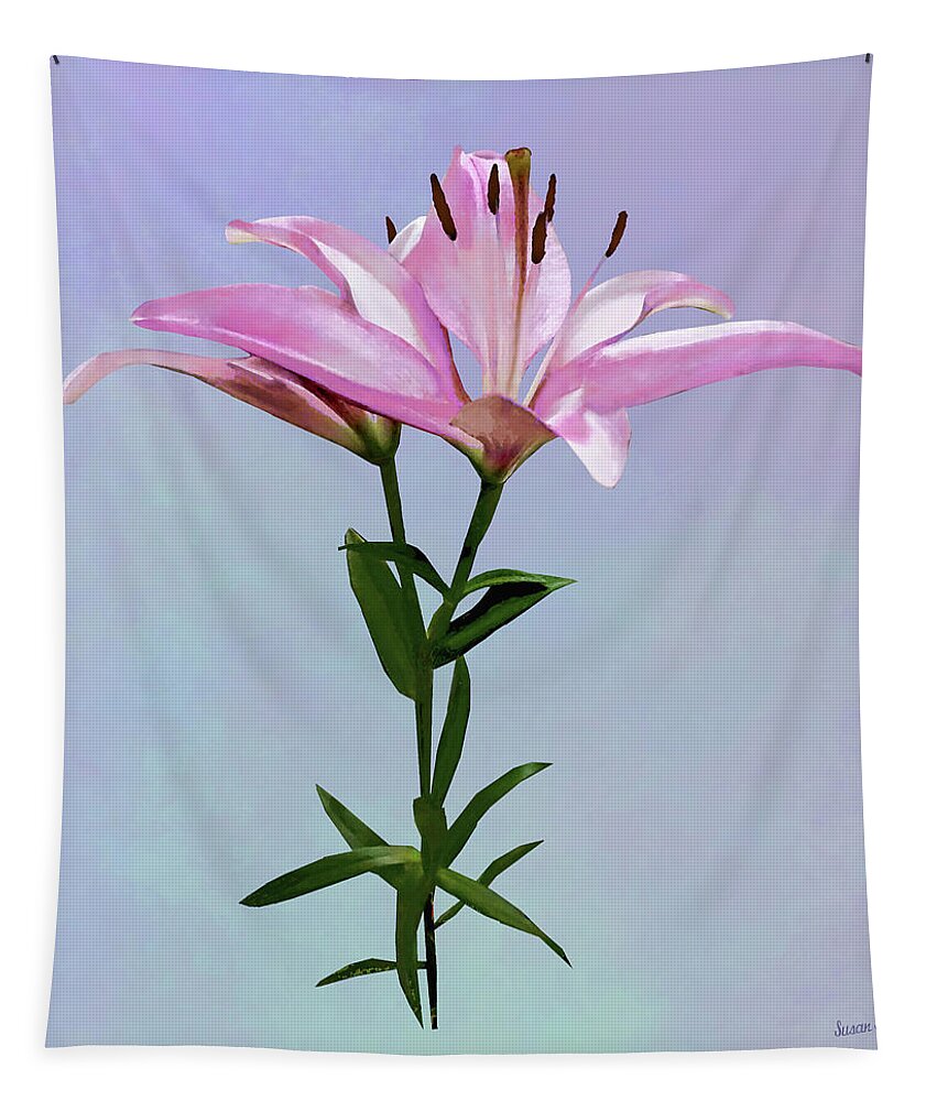 Lily Tapestry featuring the photograph Pink Lily Pair by Susan Savad