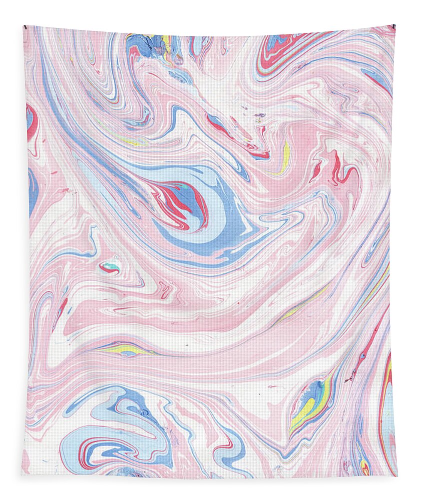 Marble Tapestry featuring the painting Pink Marble Pastel Blush Painting by Modern Art