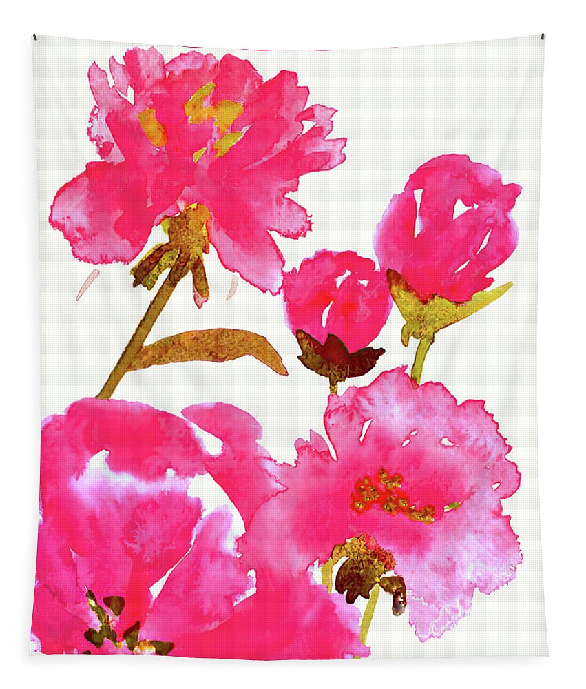 Flowers Tapestry featuring the painting Pink Posies by Deborah League