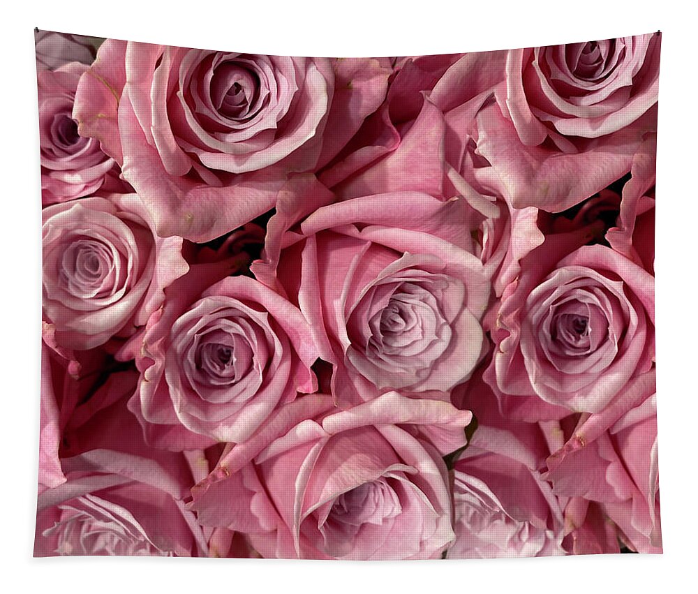 Pink Roses Tapestry featuring the photograph Pink Roses by Karen Zuk Rosenblatt