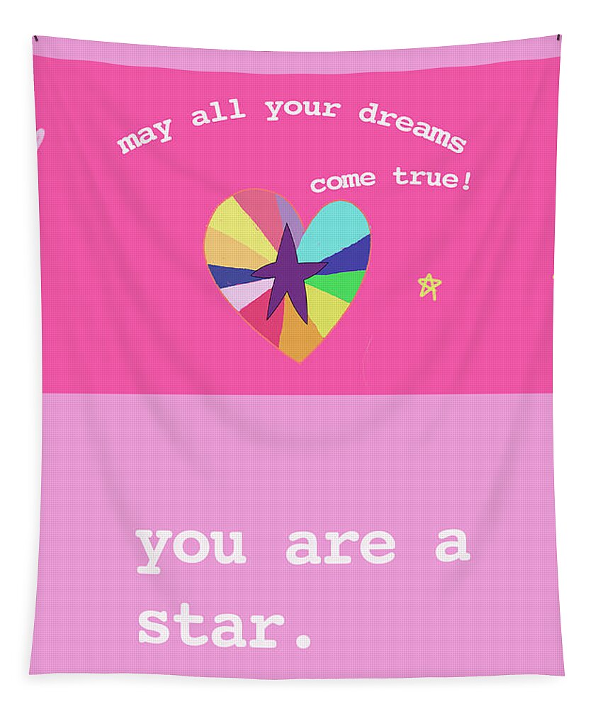 Words Tapestry featuring the digital art Pink Star by Ashley Rice
