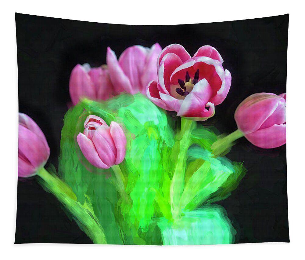 Tulips Tapestry featuring the photograph Pink Tulips Pink Impression X1043 by Rich Franco