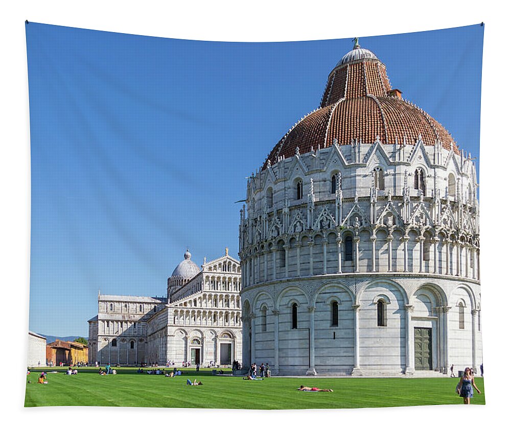 Pisa Tapestry featuring the photograph Pisa Baptistery by Andrew Lalchan