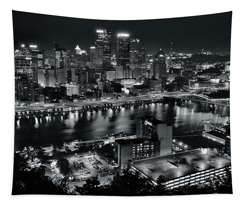 Pittsburgh Tapestry featuring the photograph Pittsburgh Full City View by Frozen in Time Fine Art Photography