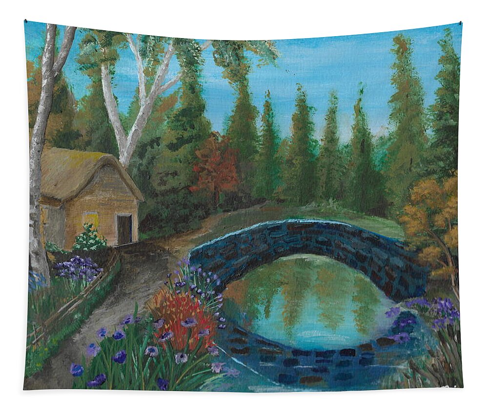 Woods Tapestry featuring the painting Place in the woods by David Bigelow