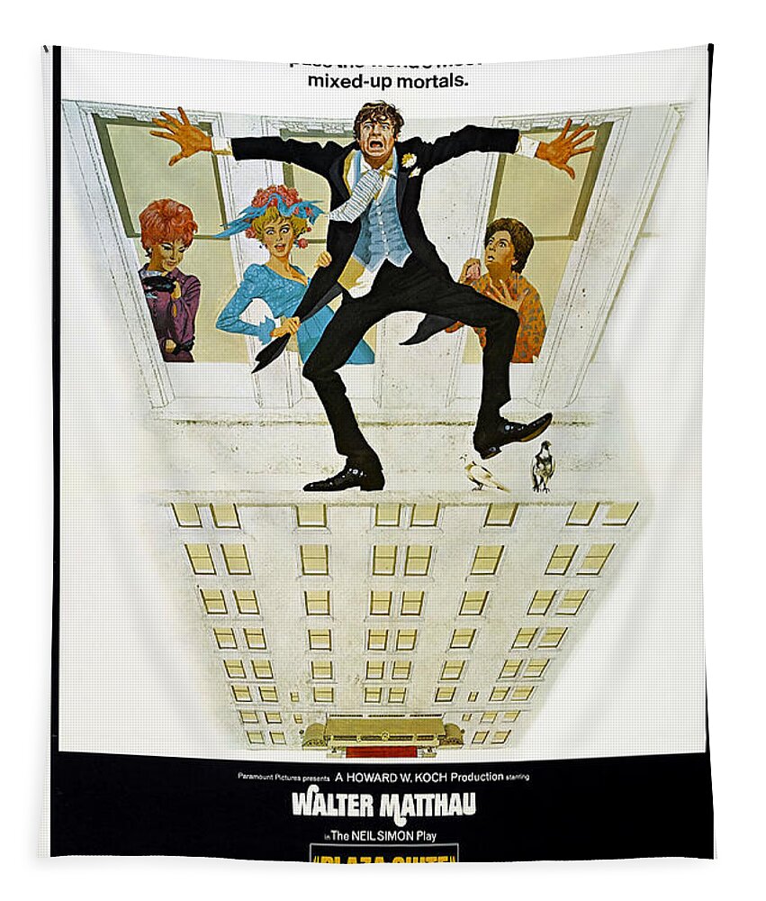 Plaza Tapestry featuring the digital art ''Plaza Suite'' - 1971 - movie poster by Movie World Posters