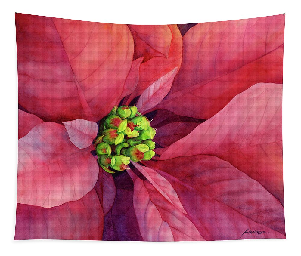 Poinsettia Tapestry featuring the painting Plum Poinsettia by Hailey E Herrera
