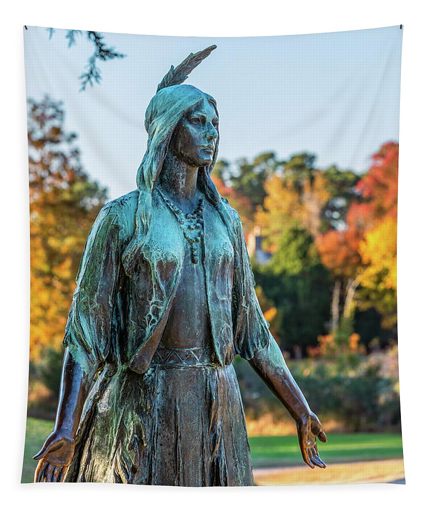 Pocahontas Tapestry featuring the photograph Pocahontas Statue at Jamestown Island by Rachel Morrison