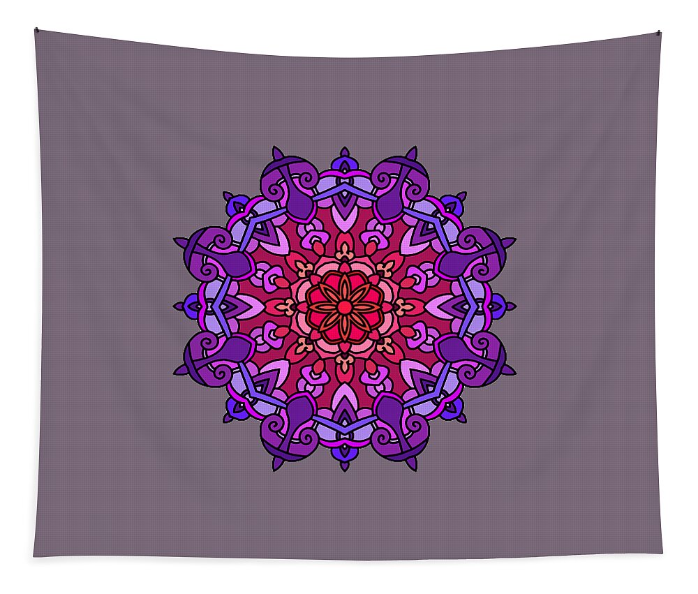 Red Tapestry featuring the digital art Pointed Mandala by G Lamar Yancy