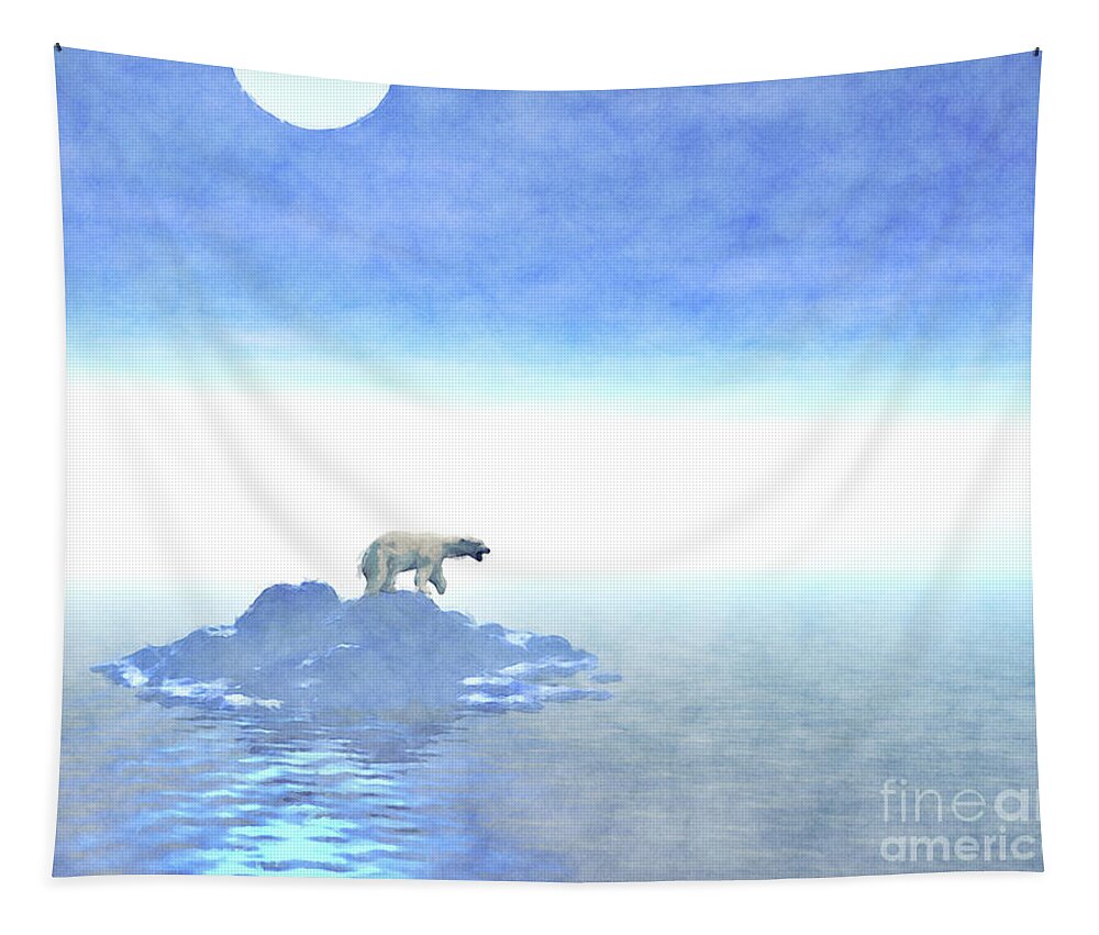 Polar Bear Tapestry featuring the digital art Polar Bear On Iceberg by Phil Perkins
