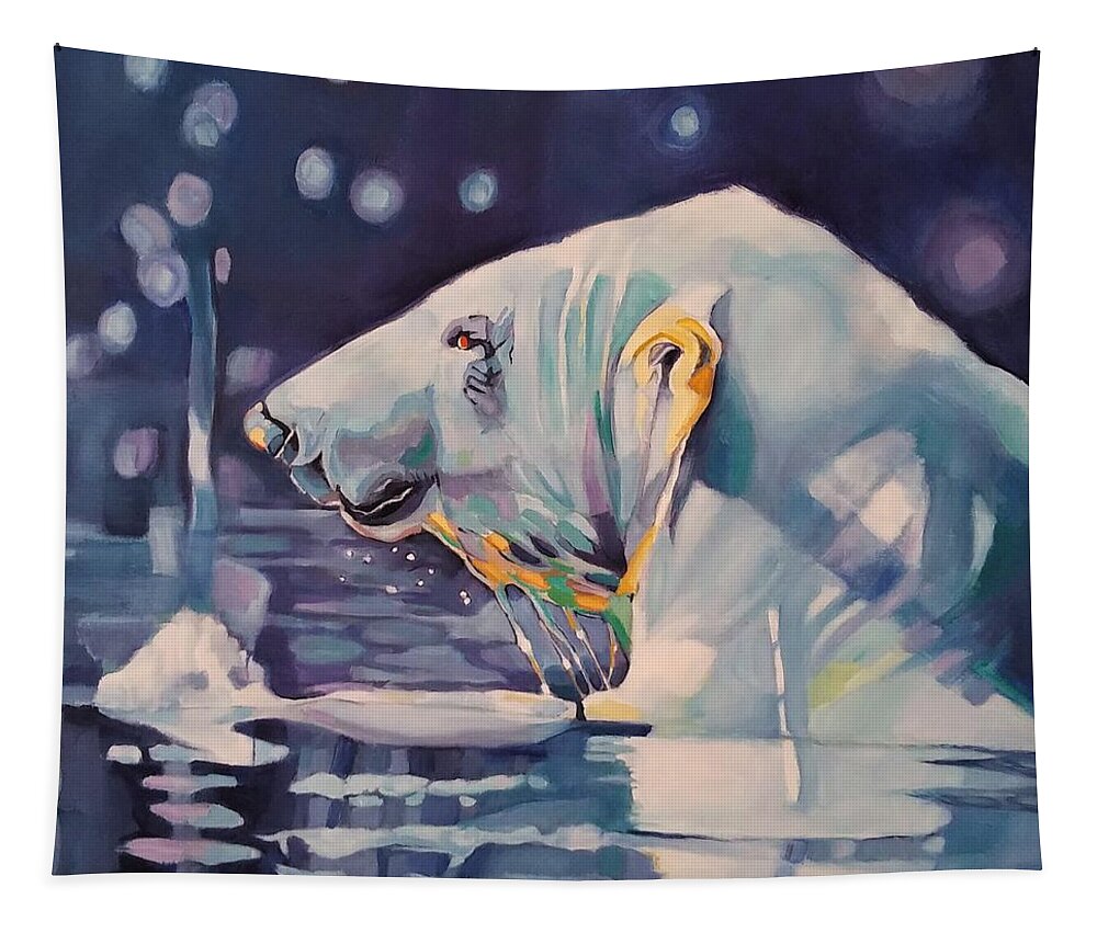 Polar Bear Tapestry featuring the painting Polar Chill by Jean Cormier