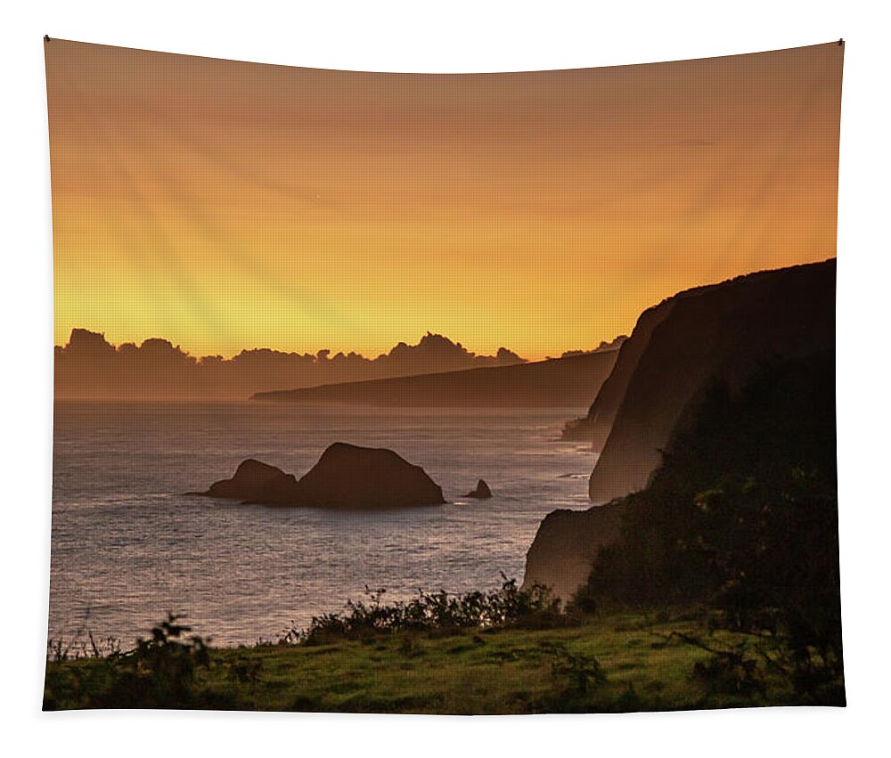 Sunrise Tapestry featuring the photograph Pololu Cliffs at Sunrise by Rich Isaacman