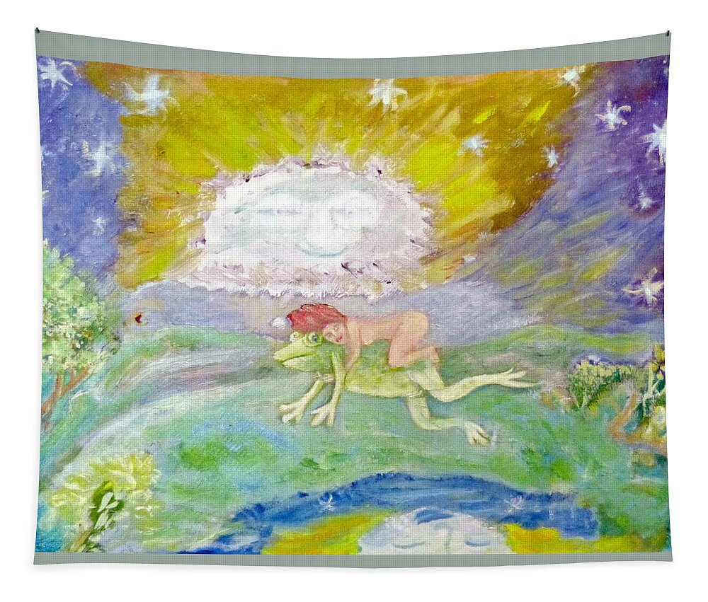 Pomeranian Meadows Tapestry featuring the painting Pomeranian meadows by Elzbieta Goszczycka