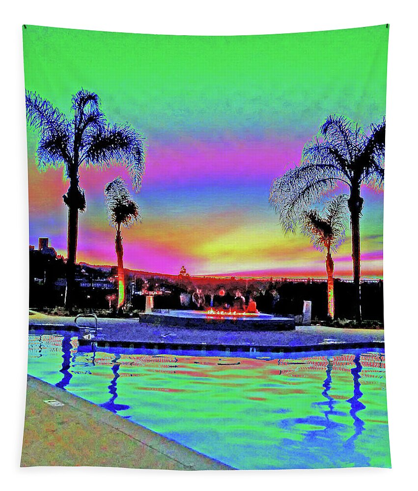 Pool Tapestry featuring the photograph Tropical Pool Sunset by Andrew Lawrence