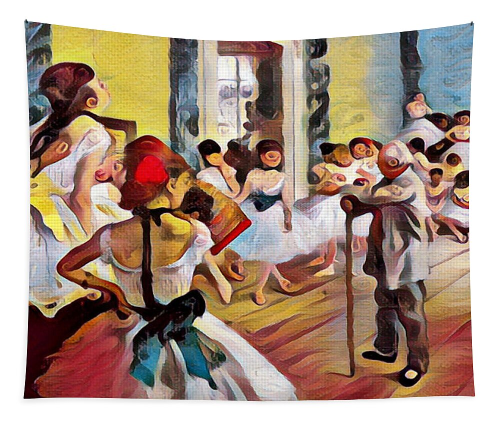 Edgar Degas Tapestry featuring the painting Pop Degas The Dance Class by Tony Rubino