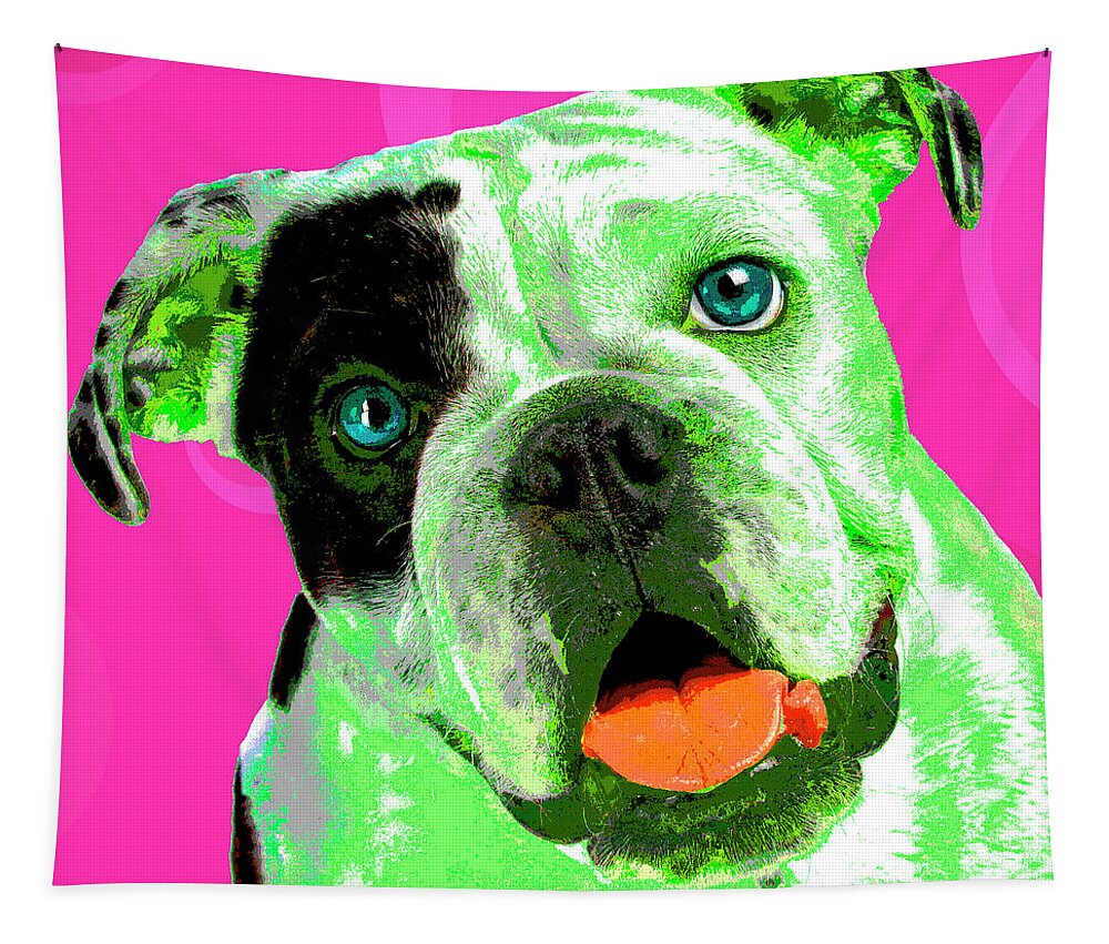 Dogs Tapestry featuring the photograph PopART Bulldog Puppy by Renee Spade Photography