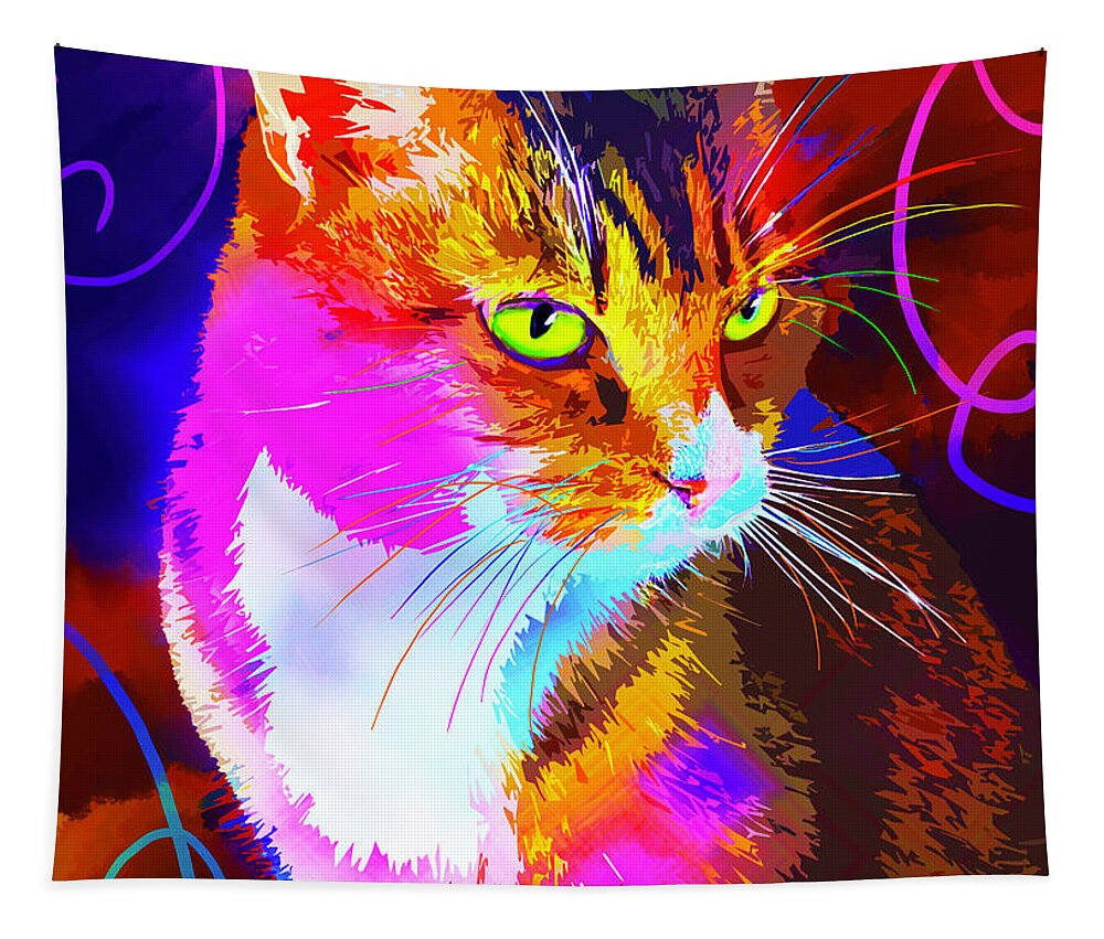 Popcat Tapestry featuring the painting pOpCat Buddy by DC Langer