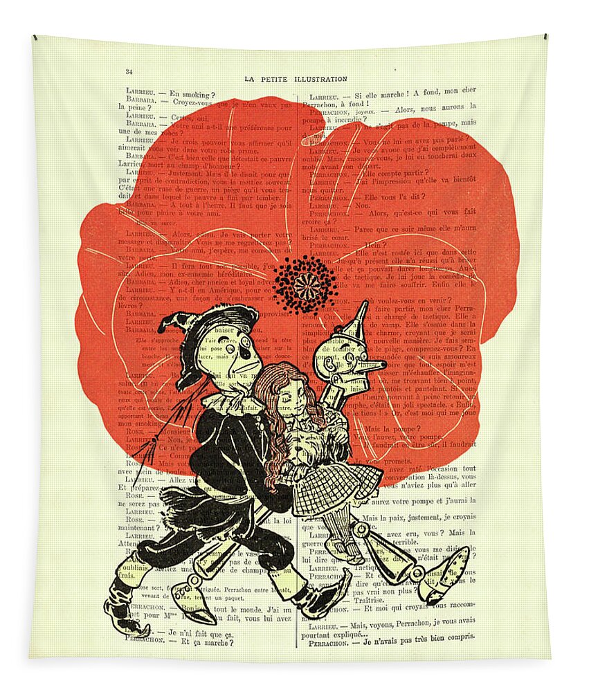 Oz Tapestry featuring the mixed media Poppy Field by Madame Memento