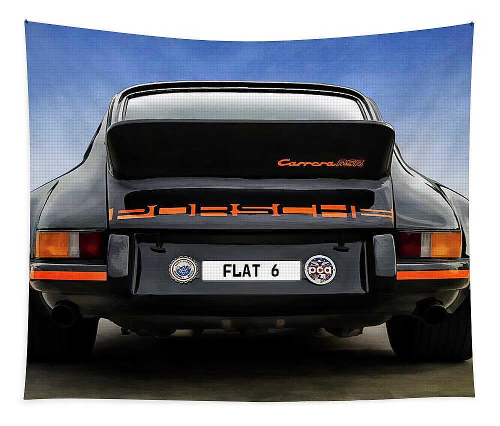 Black Tapestry featuring the digital art Porsche Carrera RSR by Douglas Pittman