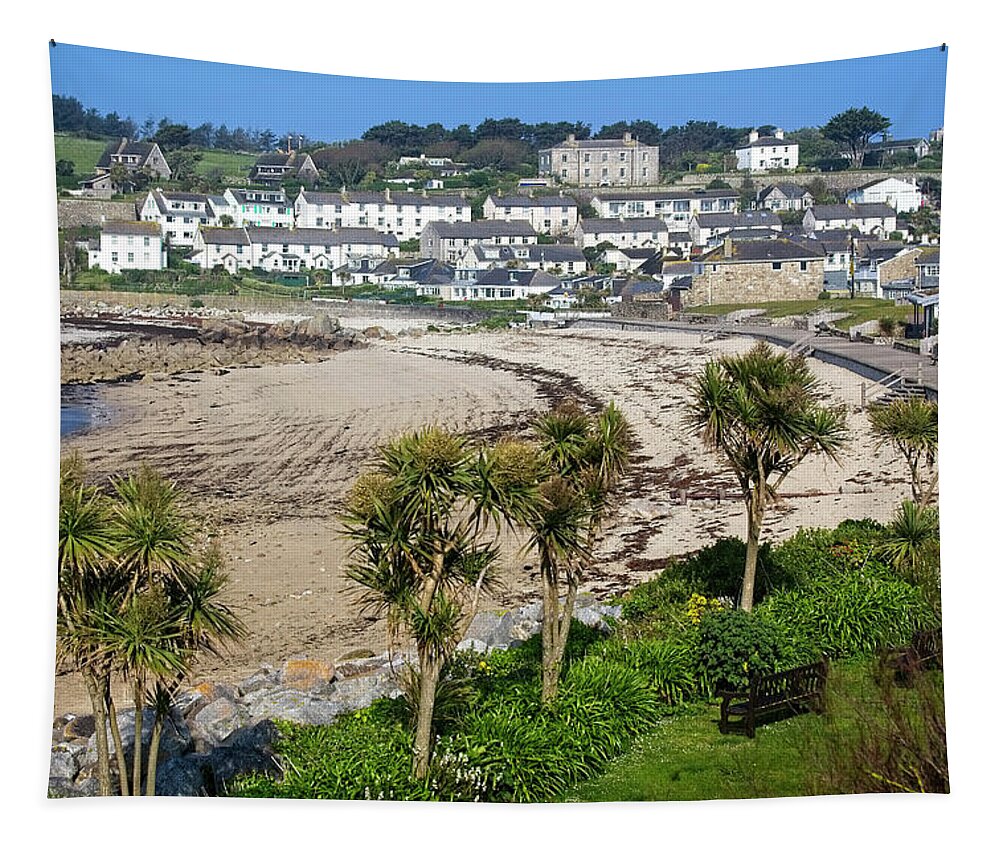 Porthcressa Tapestry featuring the photograph Porthcressa beach, Isles of Scilly by Tony Mills