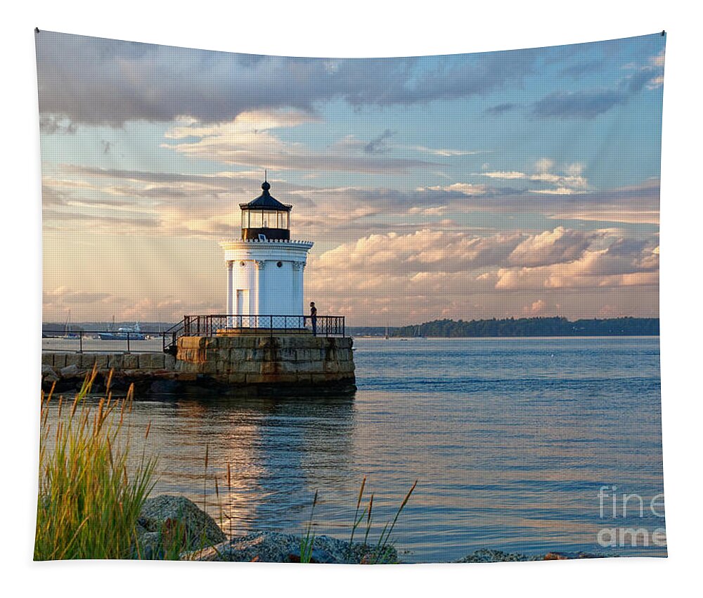 Bug Light Tapestry featuring the photograph Portland Breakwater Light by Kevin Shields