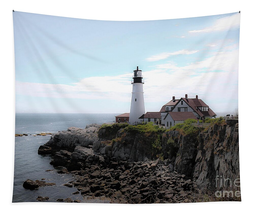 Portland Tapestry featuring the photograph Portland Head Lighthouse Maine by Veronica Batterson