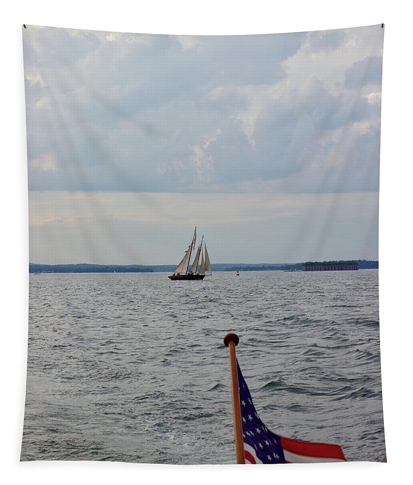  Tapestry featuring the photograph Portland Schooner by Annamaria Frost