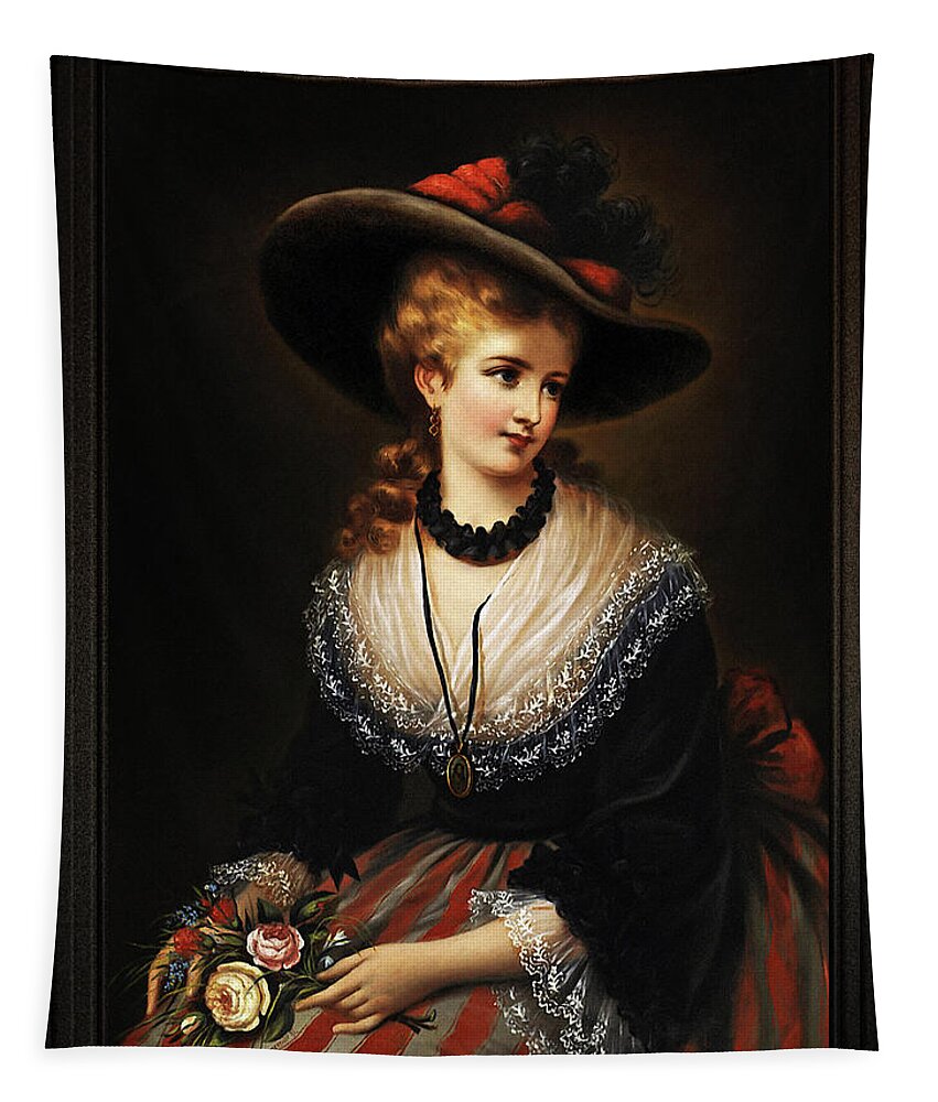 Portrait Of A Noble Woman Tapestry featuring the painting Portrait Of A Noble Woman by Alois Eckhardt by Rolando Burbon