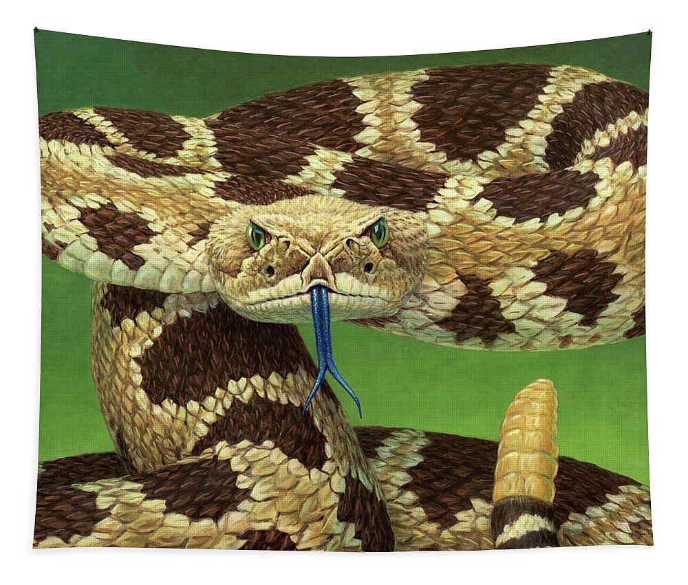 Rattlesnake Tapestry featuring the painting Portrait of a Rattlesnake by James W Johnson