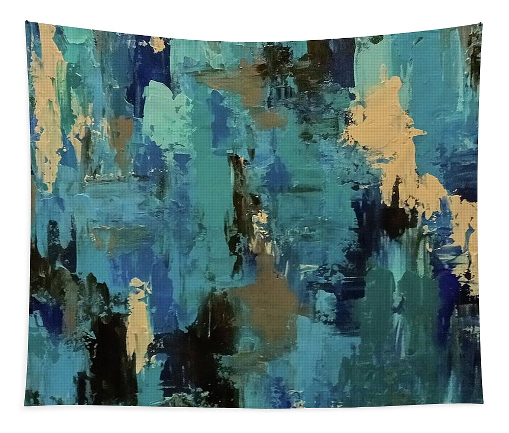 Abstract Tapestry featuring the painting Portrait of Survival by Eseret Art