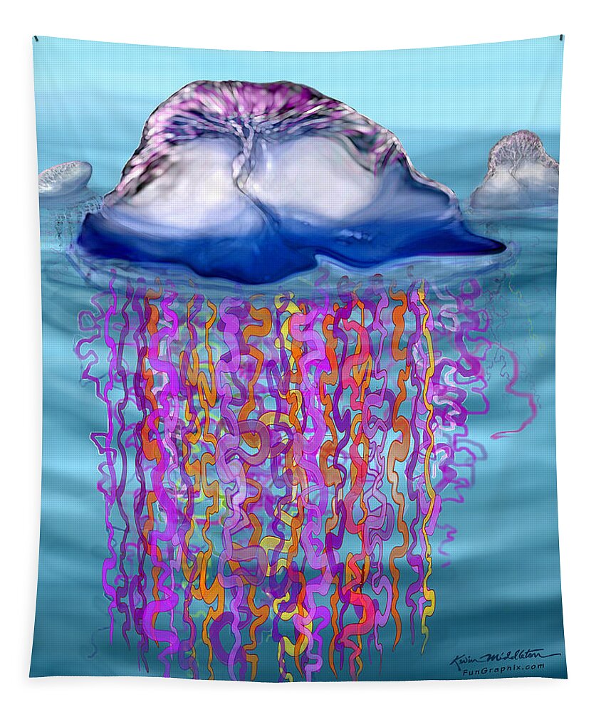 Portuguese Tapestry featuring the digital art Portuguese Man-o-War by Kevin Middleton