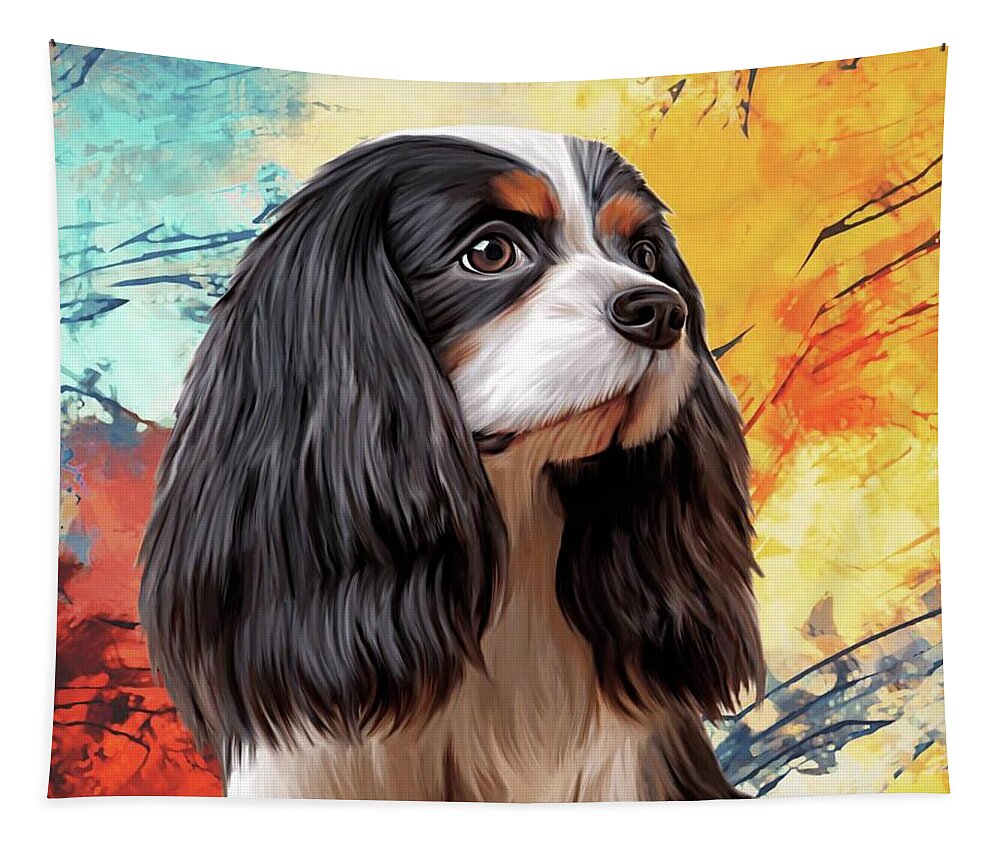 Dog Tapestry featuring the painting Pose for Mamma by Teresa Trotter