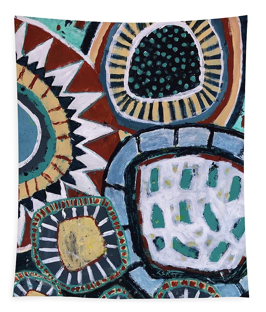 Earth Tones Tapestry featuring the painting Pottery Dream by Cyndie Katz