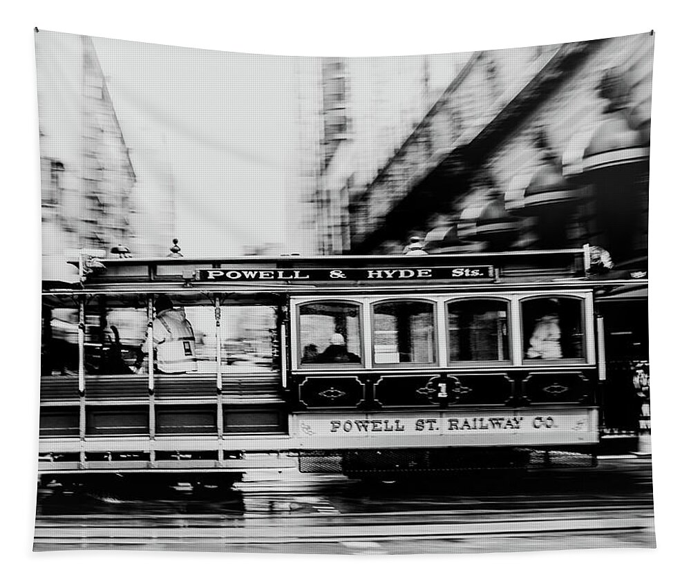 Black And White Tapestry featuring the photograph Powell and Hyde Sts by Stephen Holst