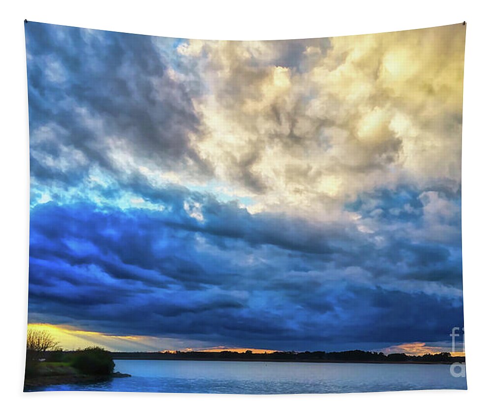 Lake Tapestry featuring the photograph Powerful Clouds over Lake Norman by Amy Dundon