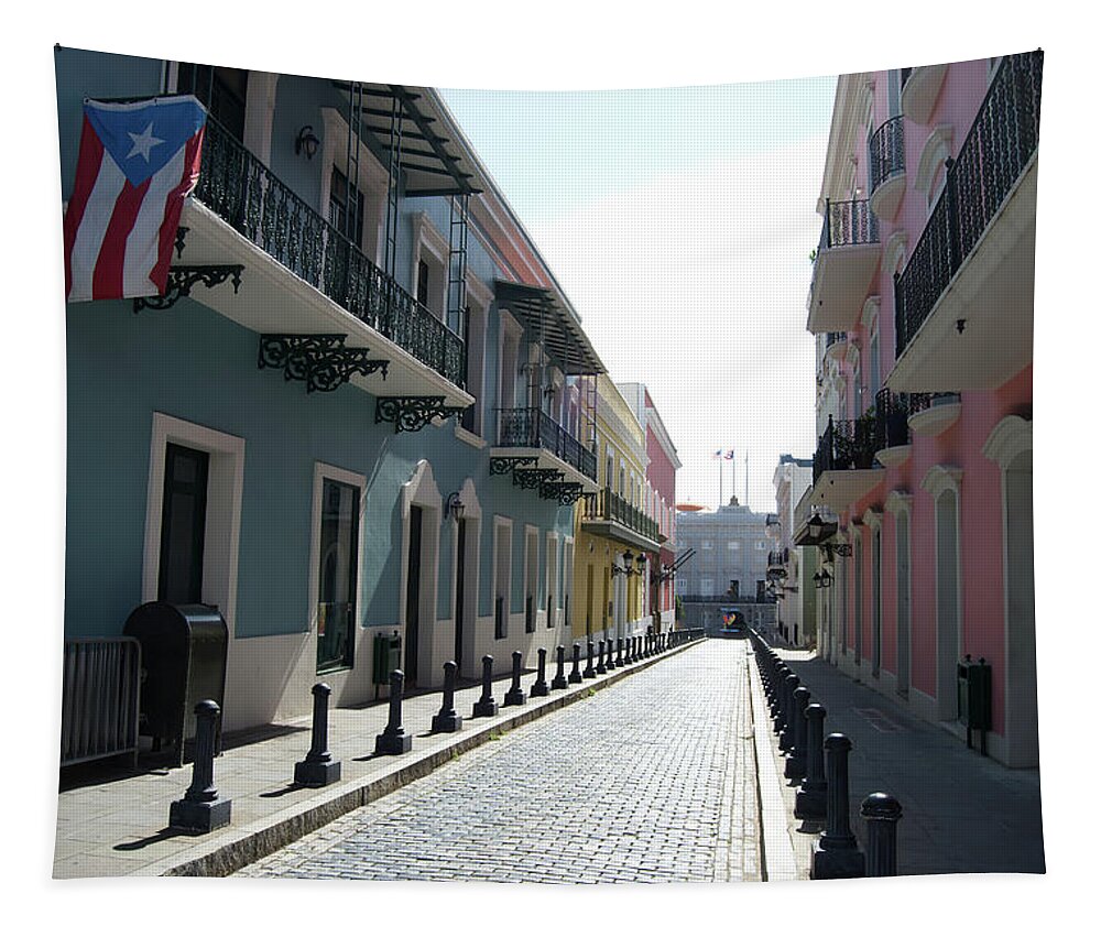 Puerto Rico Tapestry featuring the photograph PR Street Flag by Flinn Hackett