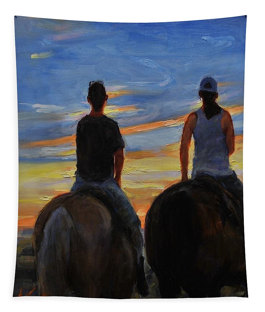 Horses Tapestry featuring the painting Prairie Girls by Ashlee Trcka